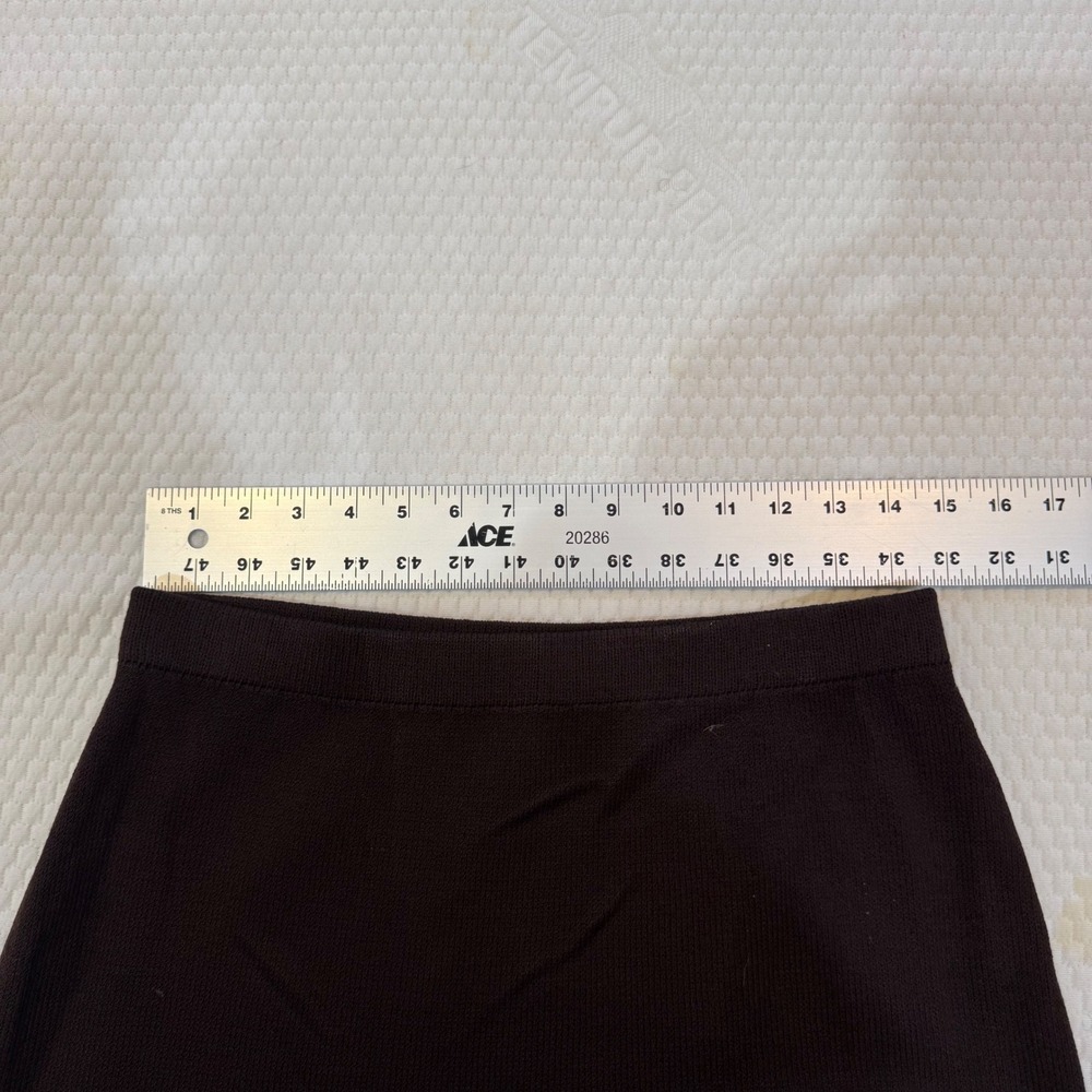 St John Evening Marie Gray Wool Knit Maxi Skirt Brown Espresso Slit Size 10 - Picture 3 of 6